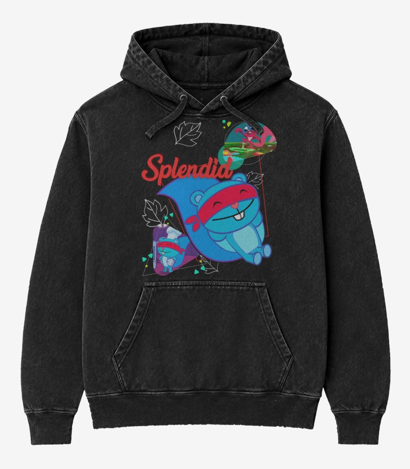 Poleron Canguro Acid Wash Negro de Splendid