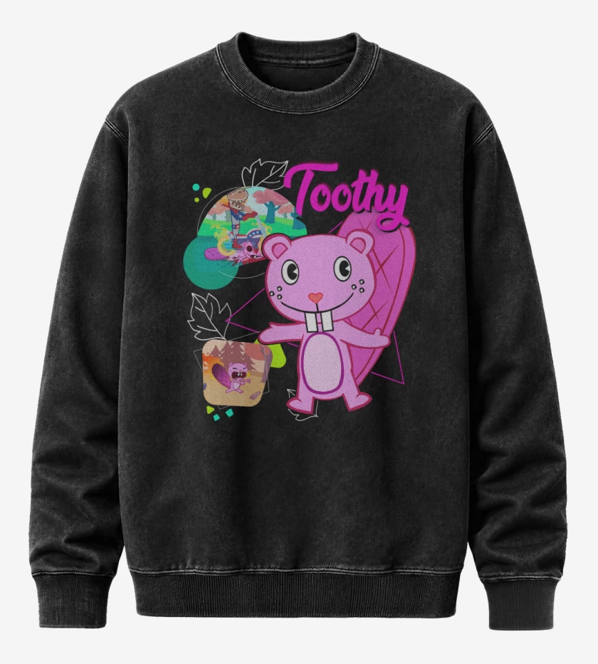 Poleron Polo Acid Wash Negro de Toothy