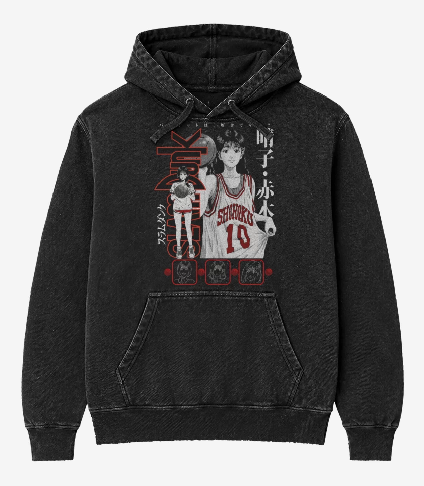 Poleron Canguro Acid Wash Negro de SLDNK Haruko Akagi N
