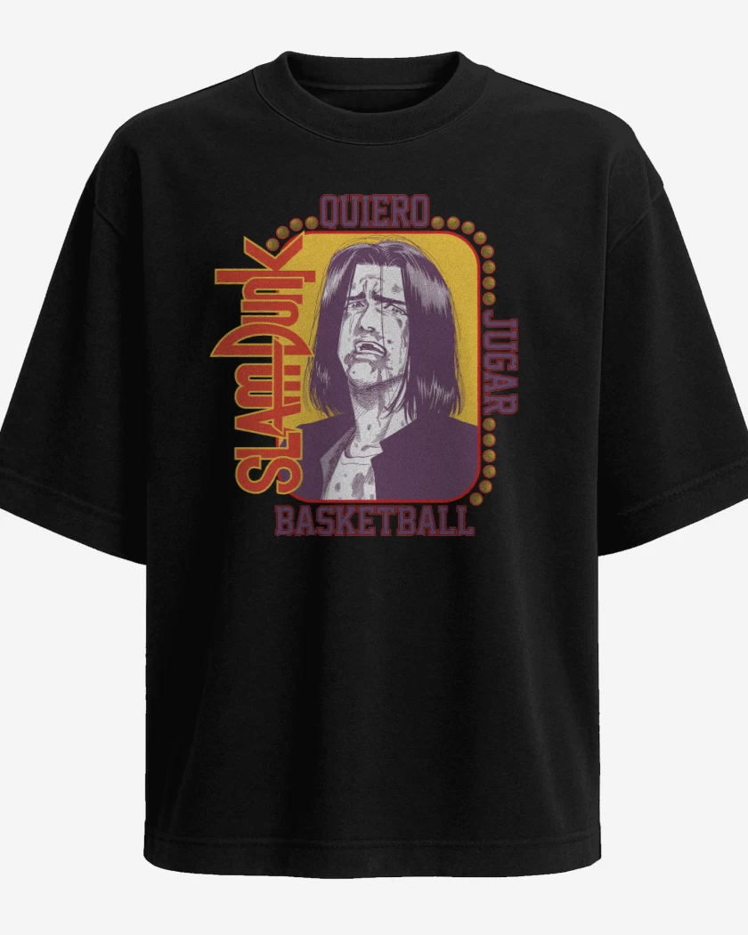 Polera Oversize Negro de SLDNK Quiero Jugar Basketball