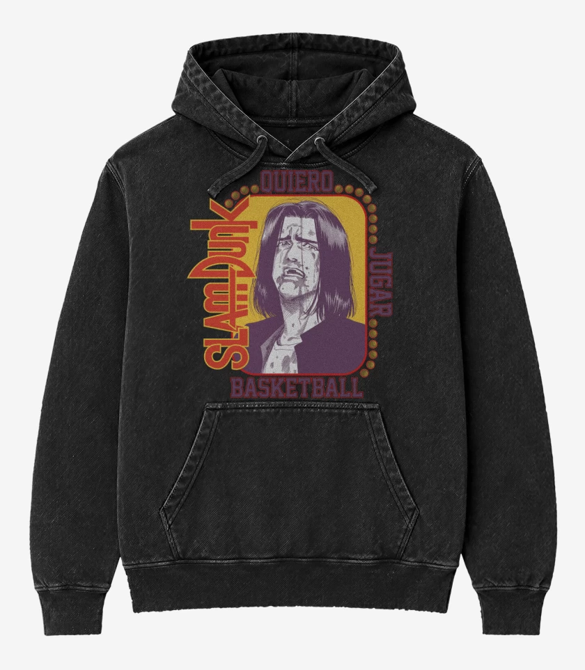 Poleron Canguro Acid Wash Negro de SLDNK Quiero Jugar Basketball