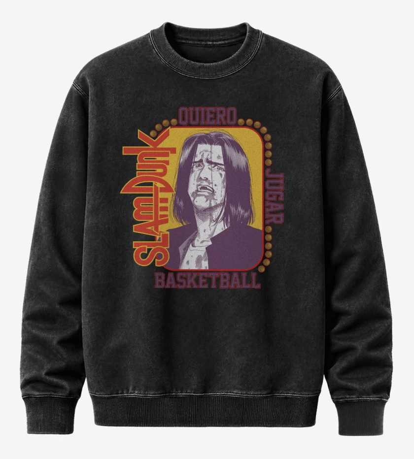 Poleron Polo Acid Wash Negro de SLDNK Quiero Jugar Basketball