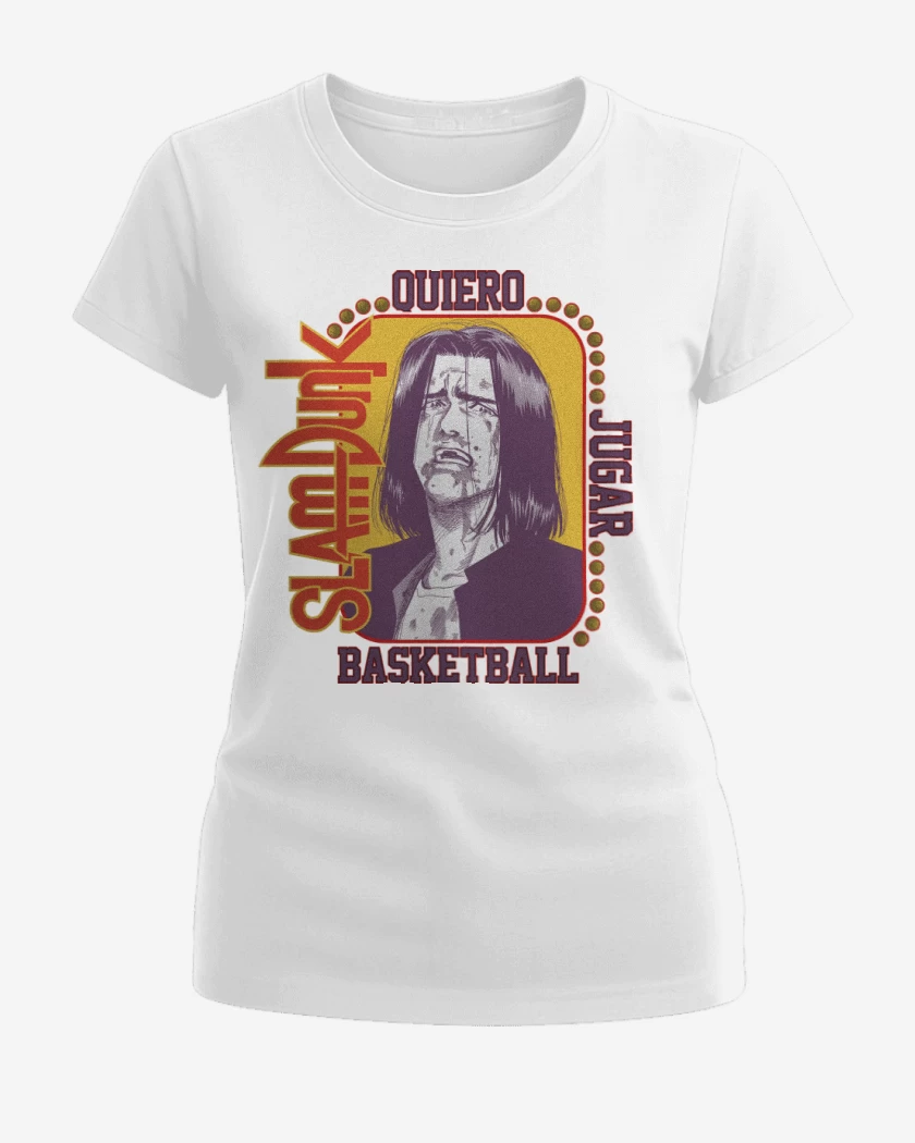 Polera de Mujer Blanco de SLDNK Quiero Jugar Basketball
