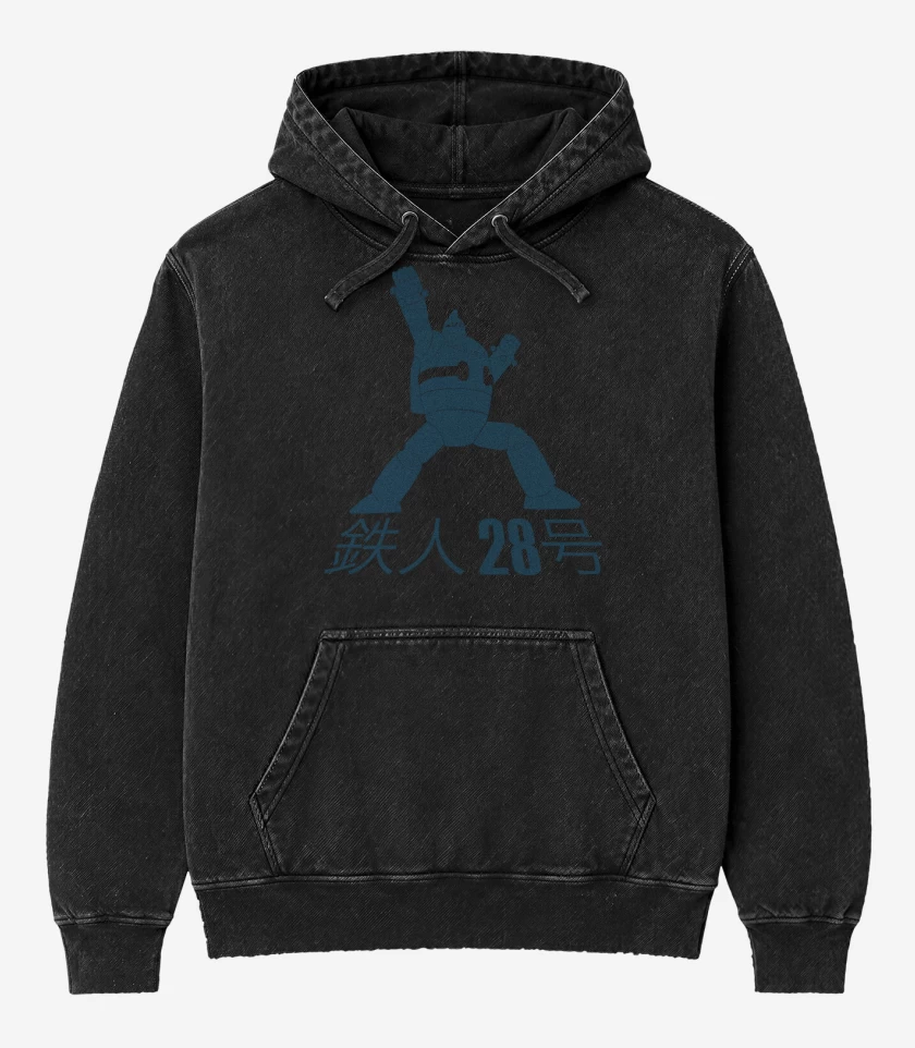 Poleron Canguro Acid Wash Negro de Tetsujin 28-go