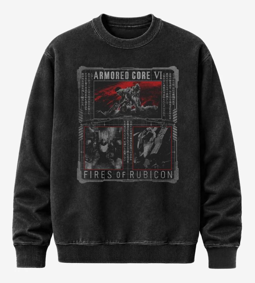 Poleron Polo Acid Wash Negro de Armored Core IV Fires of Rubicon