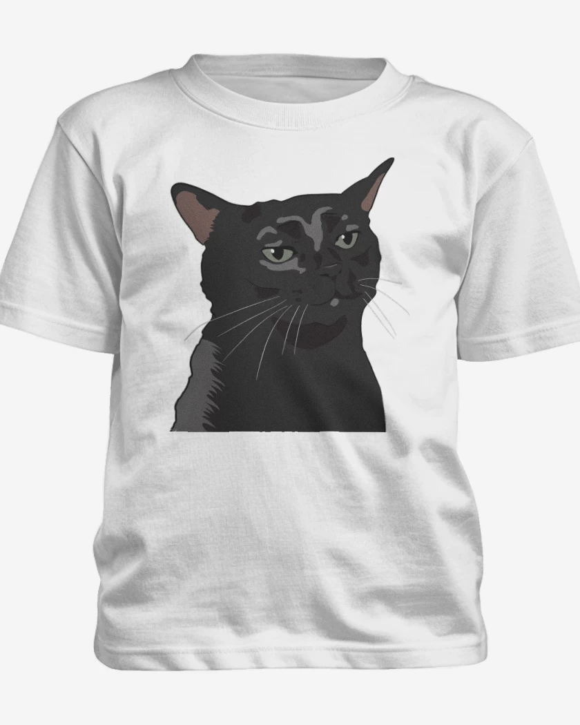 Polera de niño Blanco de Gatito Negro MEME