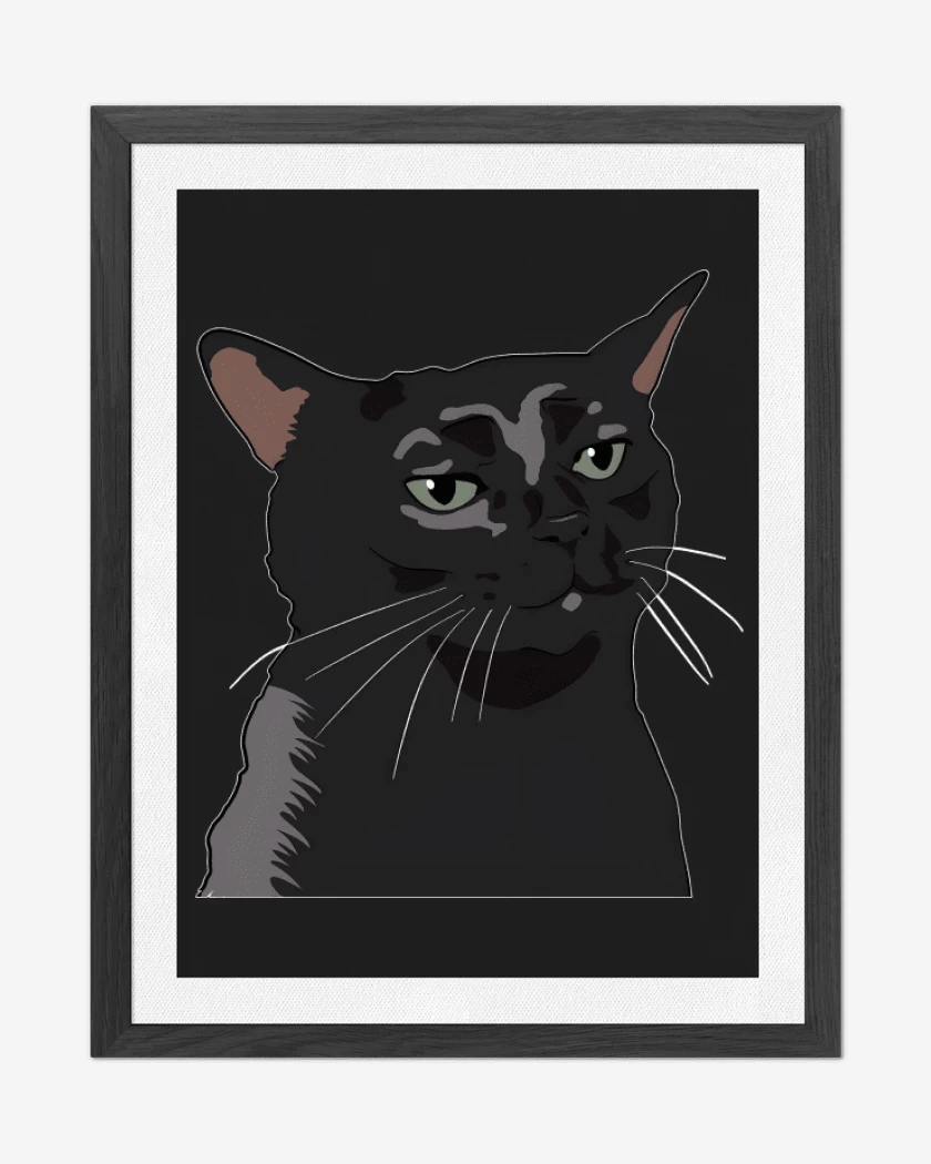 Cuadro decorativo Gatito Negro MEME