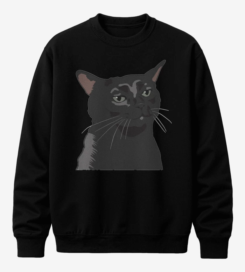 Poleron polo Gatito Negro MEME