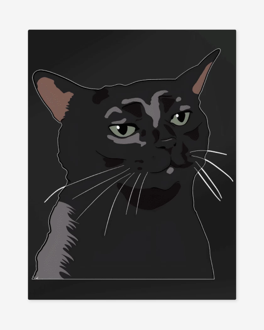 Print metalico Negro de Gatito Negro MEME