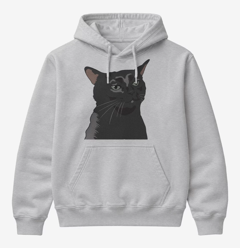 Poleron Canguro básico Gatito Negro MEME