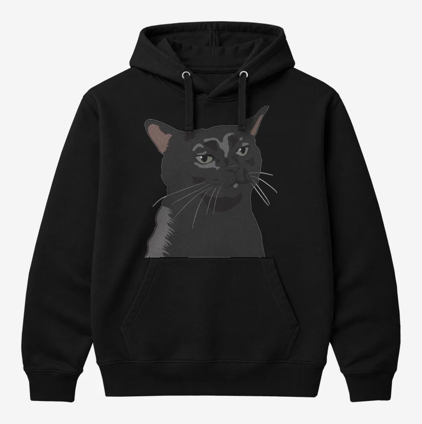 Polerón Canguro Gatito Negro MEME