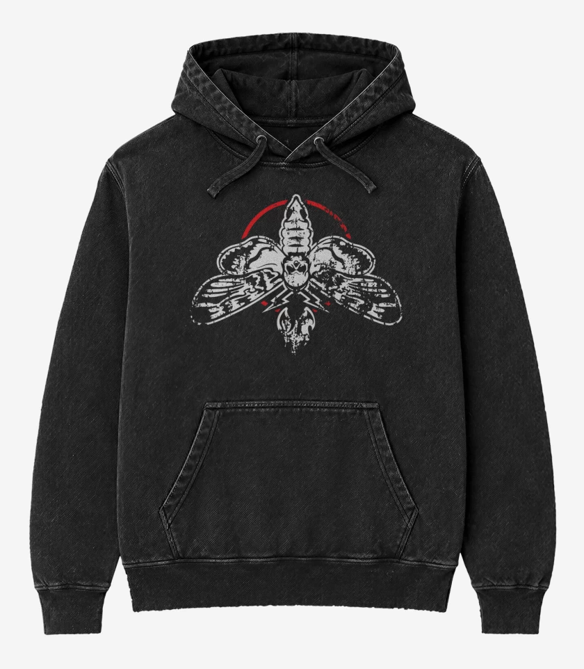 Poleron Canguro Acid Wash Negro de Luciernaga Wyatt