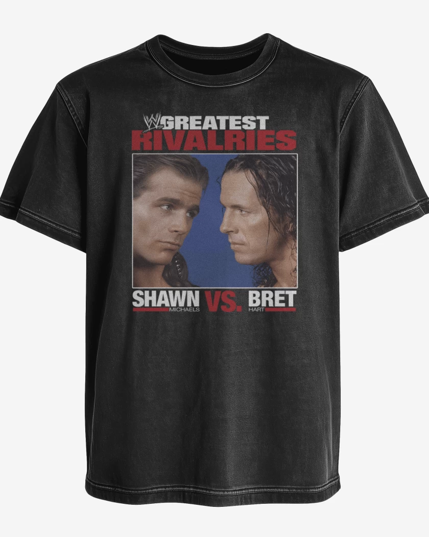 Polera desgastada Negro de Shawn vs Bret 