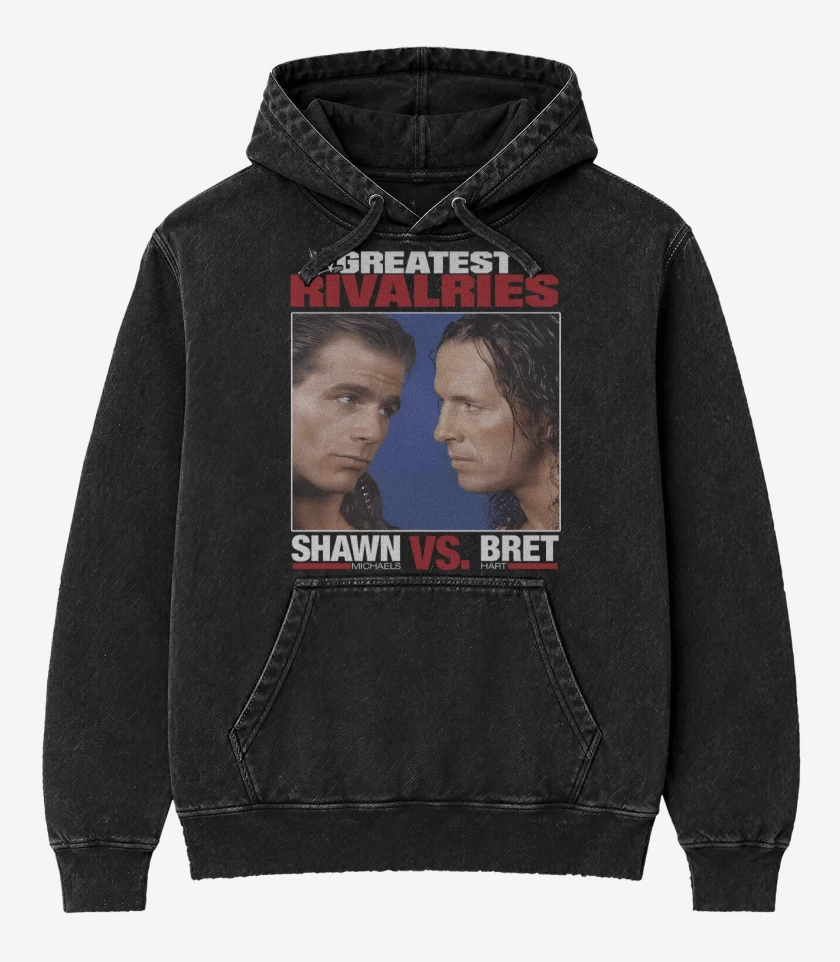 Poleron Canguro Acid Wash Negro de Shawn vs Bret 