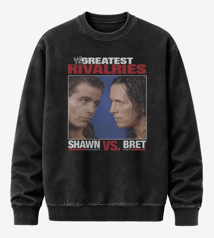 Poleron Polo Acid Wash Negro de Shawn vs Bret 