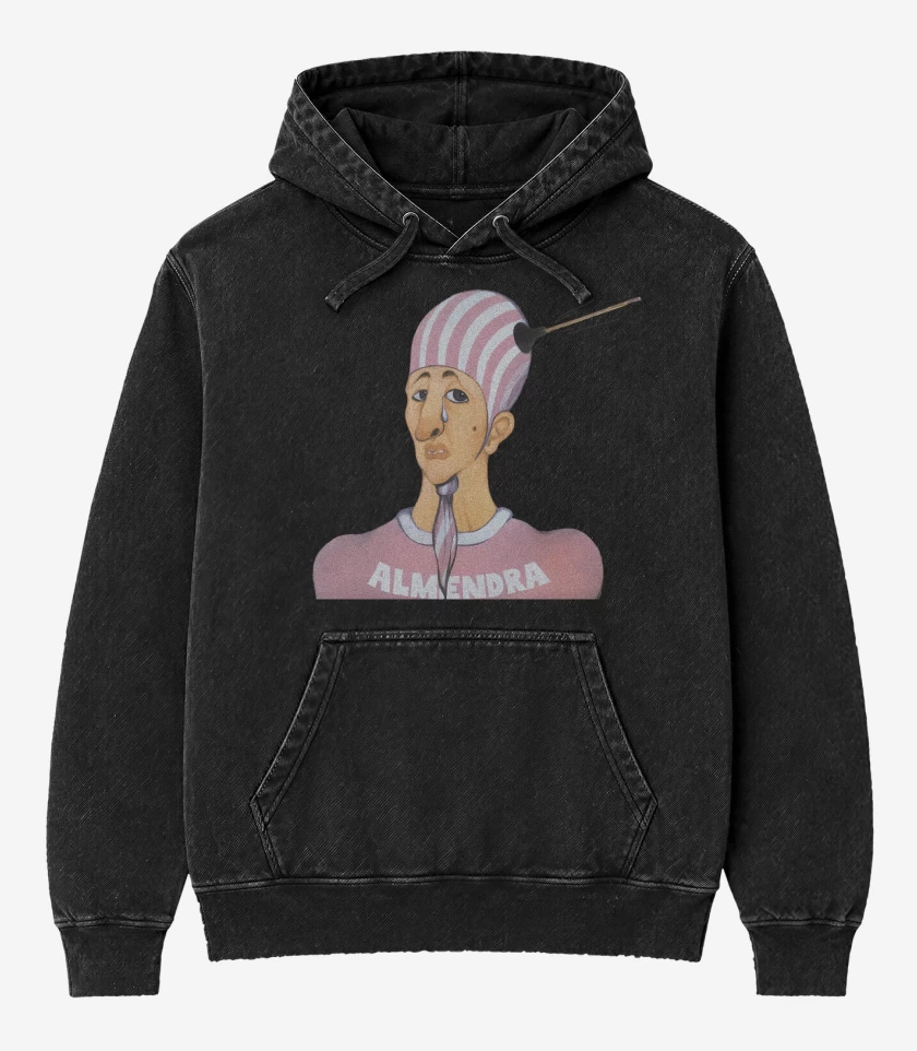 Poleron Canguro Acid Wash Negro de Almendra