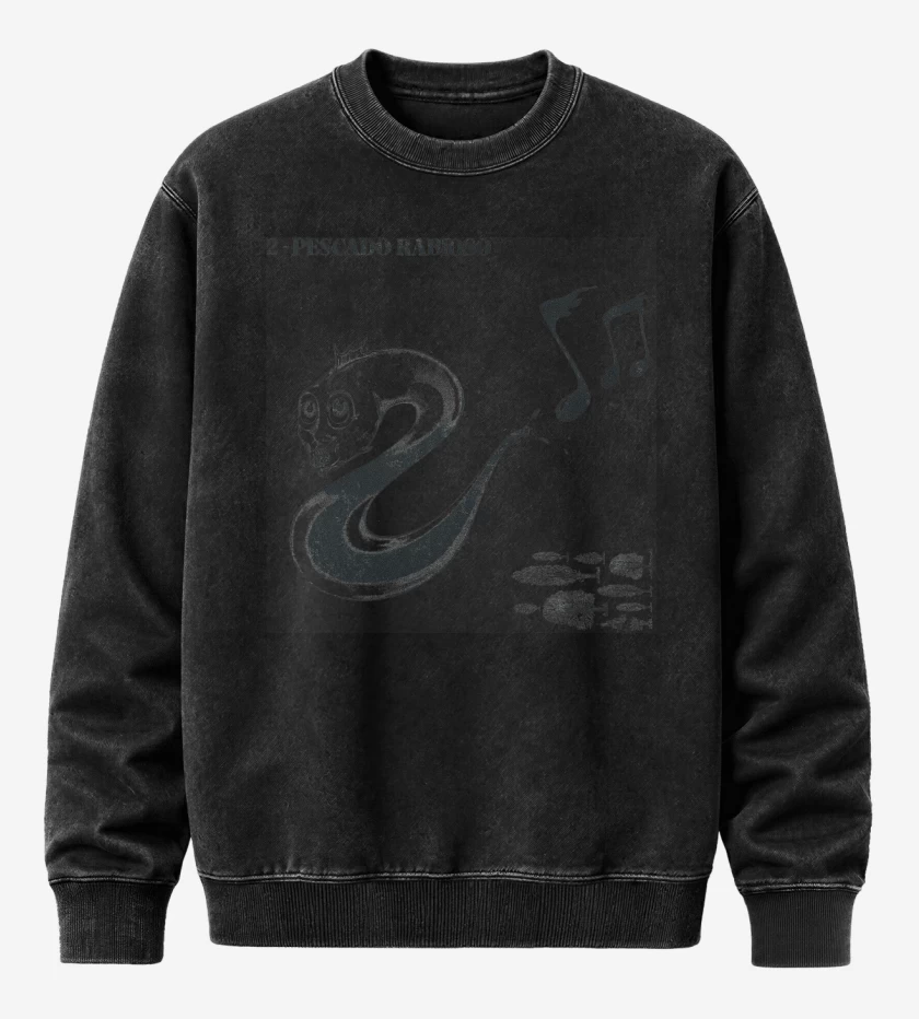 Poleron Polo Acid Wash Negro de 2 - Pescado Rabioso