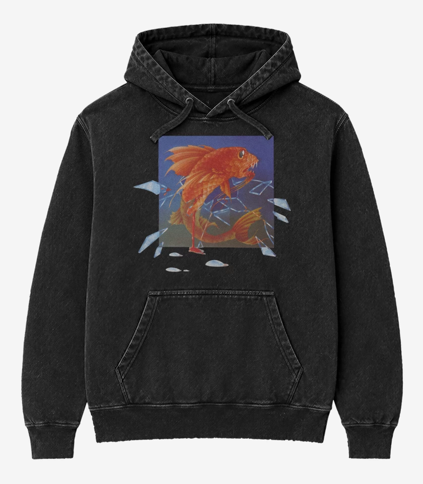 Poleron Canguro Acid Wash Negro de Pescado Rabioso II