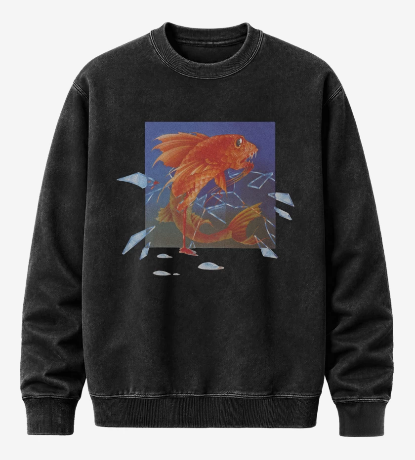 Poleron Polo Acid Wash Negro de Pescado Rabioso II