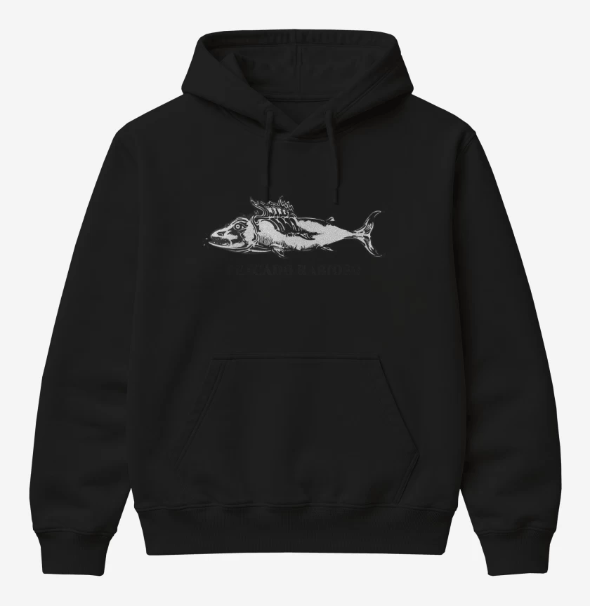 Poleron Canguro básico Negro de Pescado Rabioso