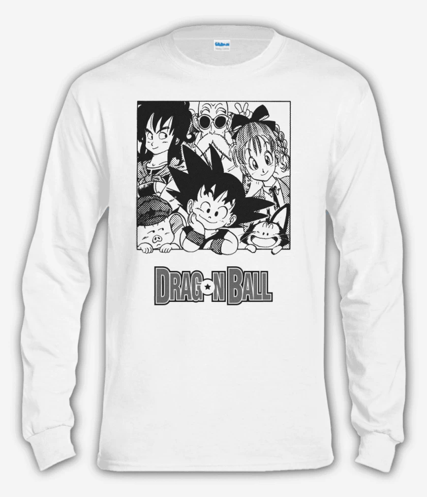 Polera manga larga Blanco de Goku y sus amigos