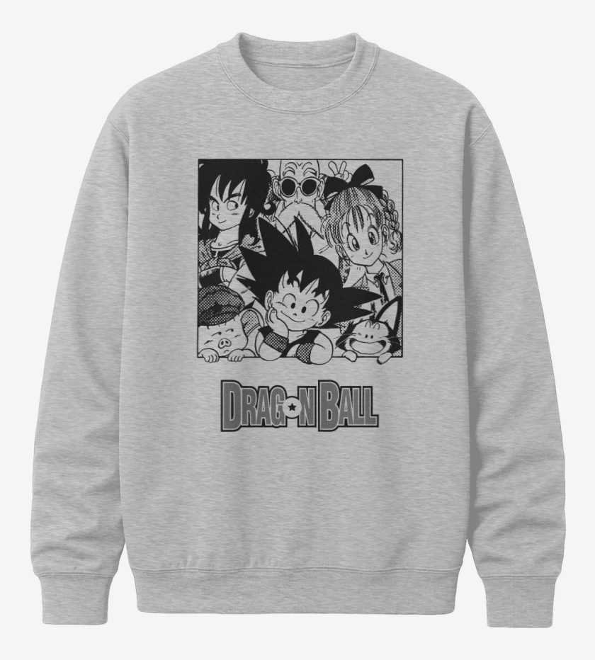 Poleron polo Gris Melange de Goku y sus amigos