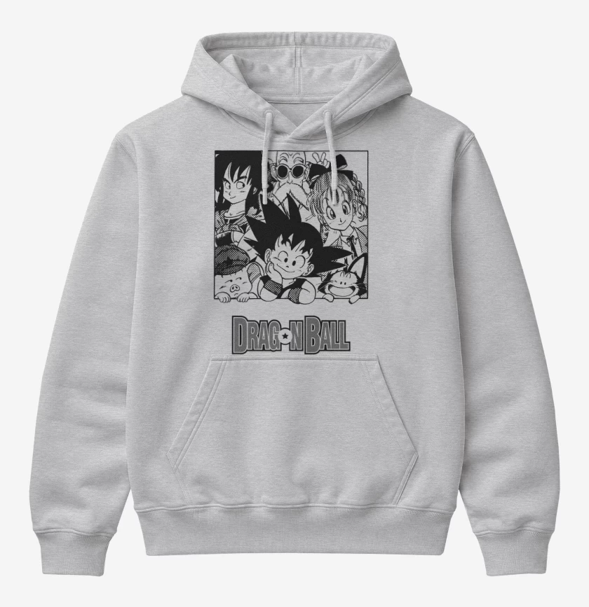 Poleron Canguro básico Gris Melange de Goku y sus amigos
