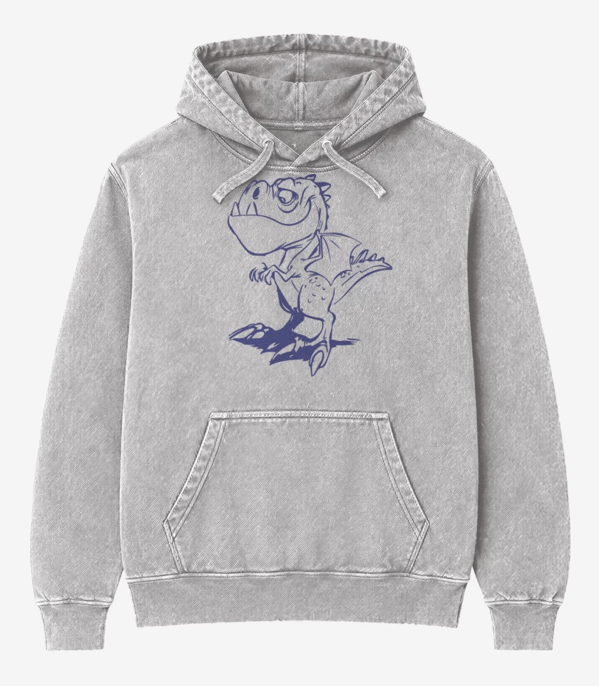 Poleron Canguro Acid Wash Gris Melange de Dino