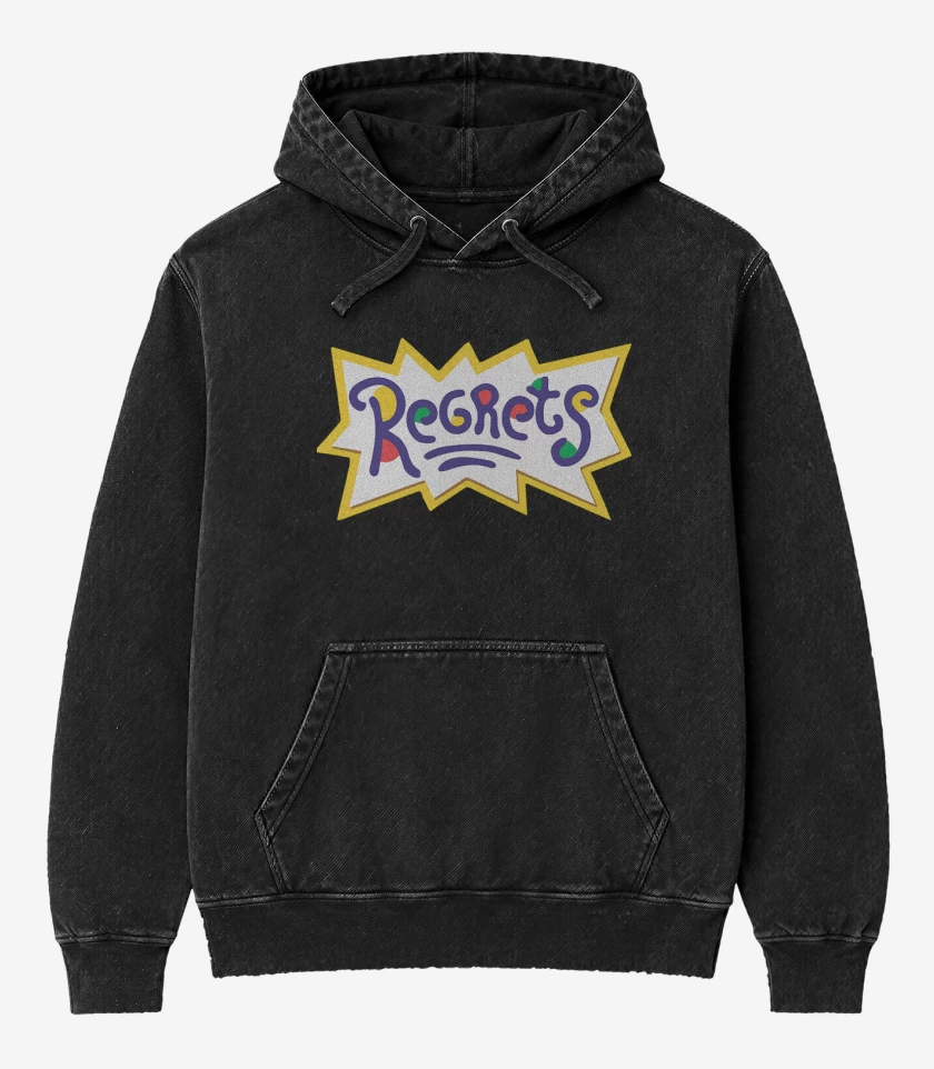 Poleron Canguro Acid Wash Negro de Regrets