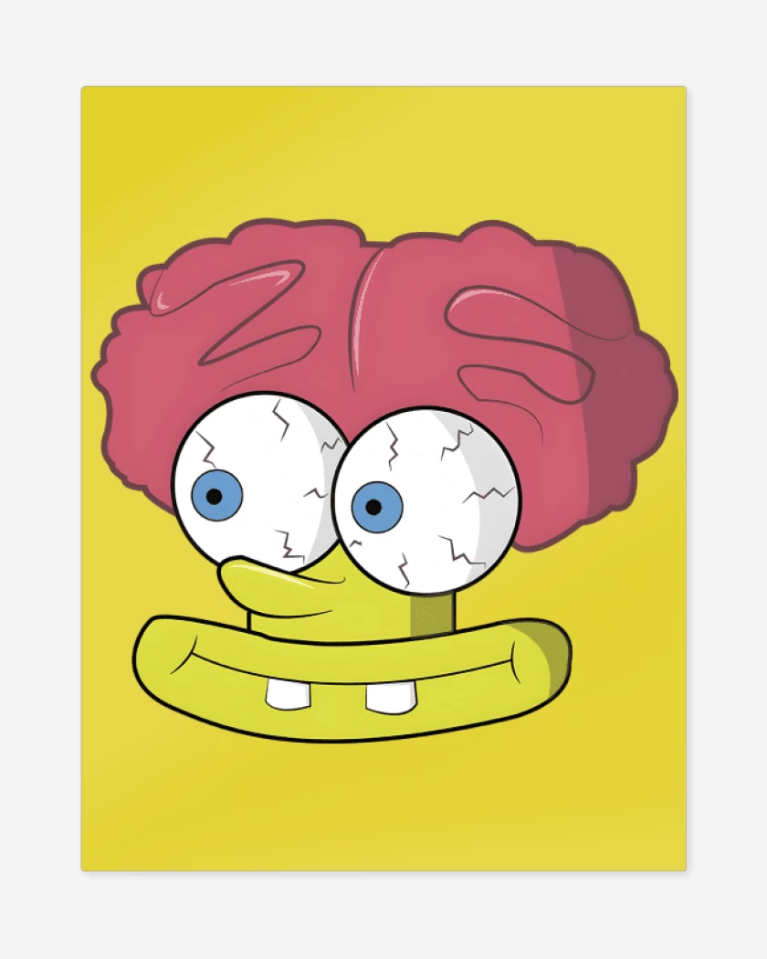Print metalico Amarillo de Bob Cerebro Esponja