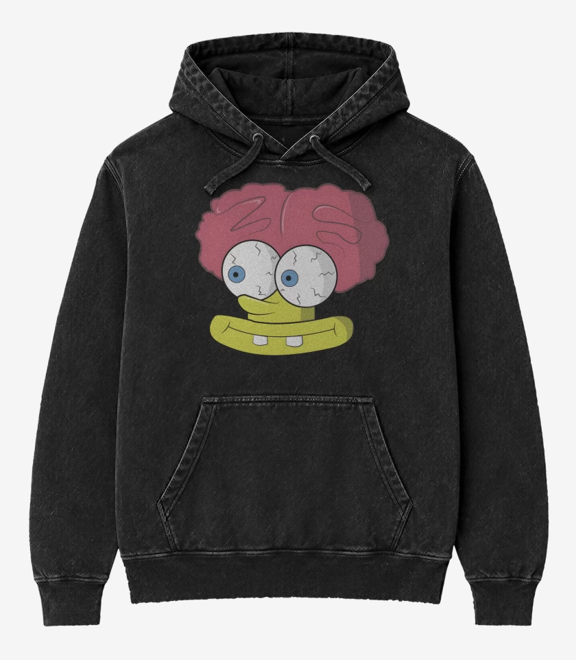 Poleron Canguro Acid Wash Negro de Bob Cerebro Esponja