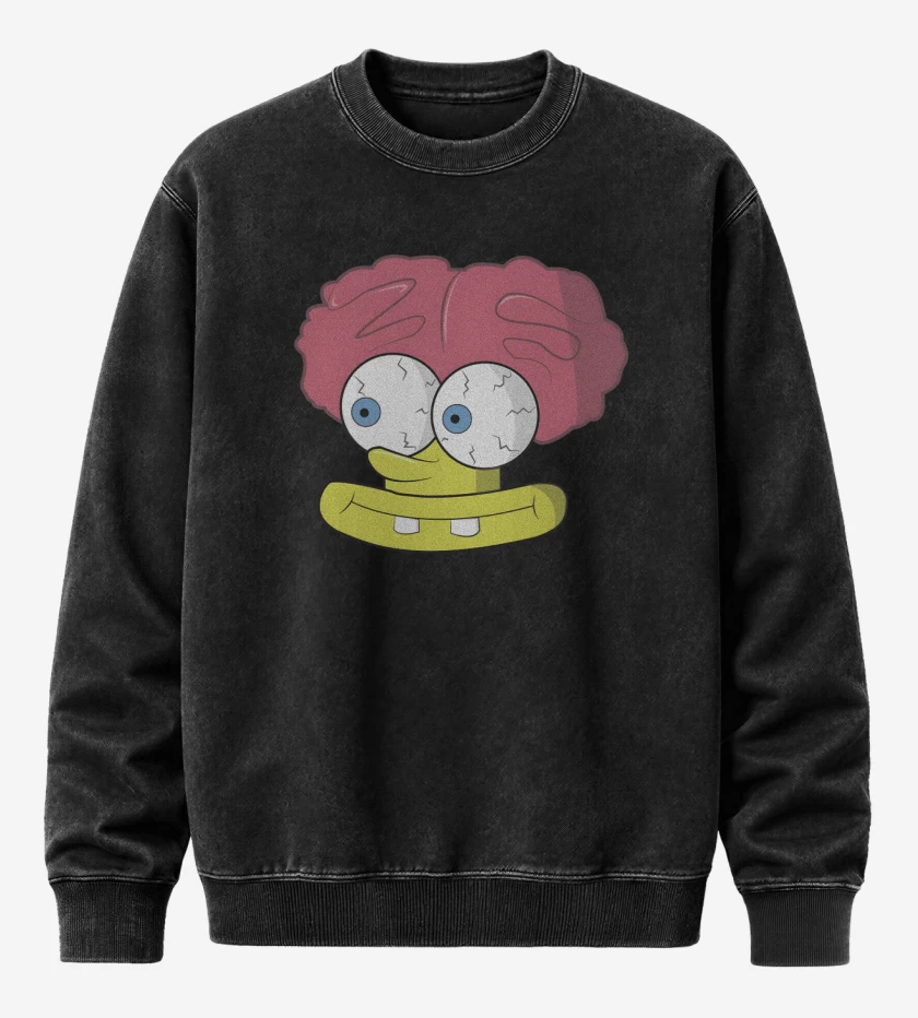 Poleron Polo Acid Wash Negro de Bob Cerebro Esponja