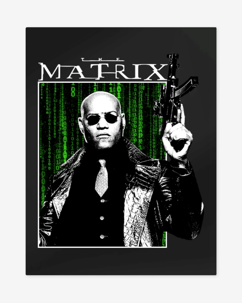 Print metalico Negro de The Matrix Morpheus