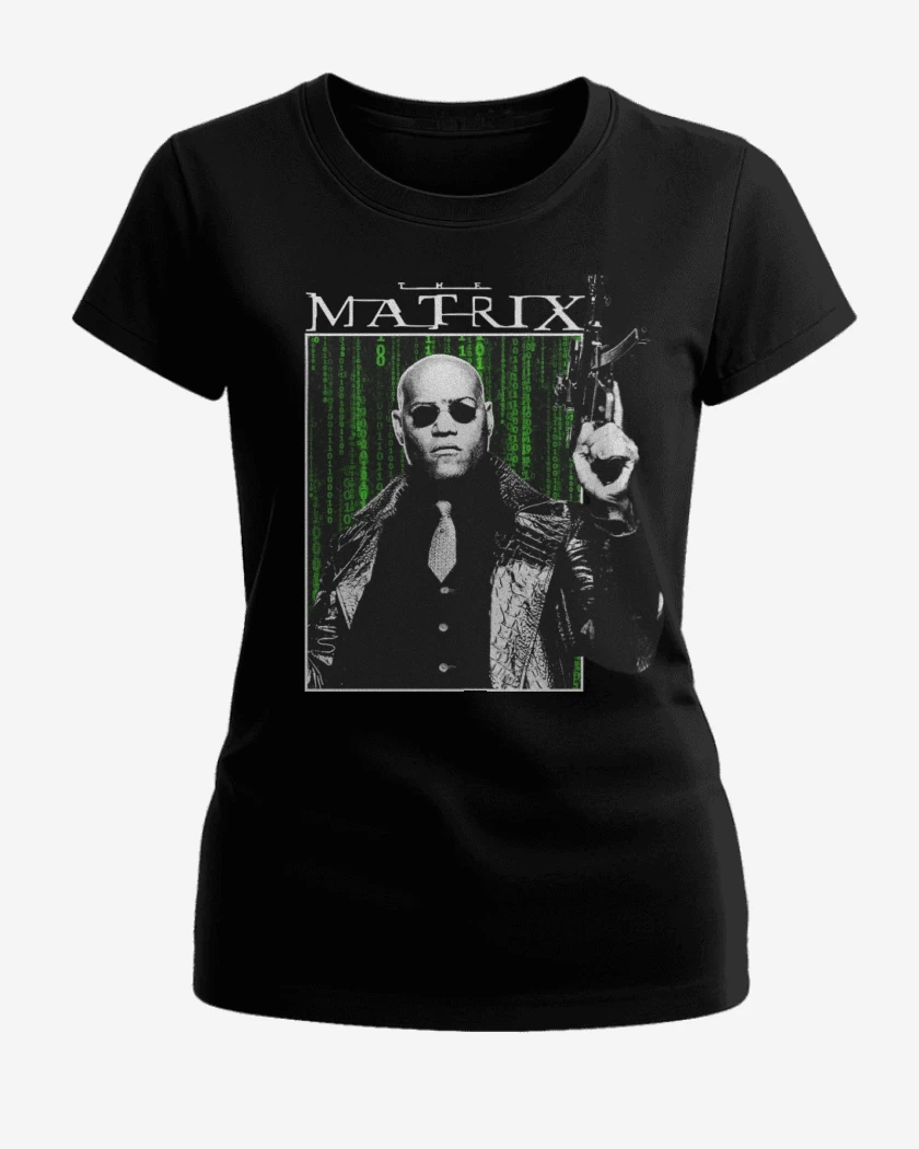 Polera de Mujer Negro de The Matrix Morpheus