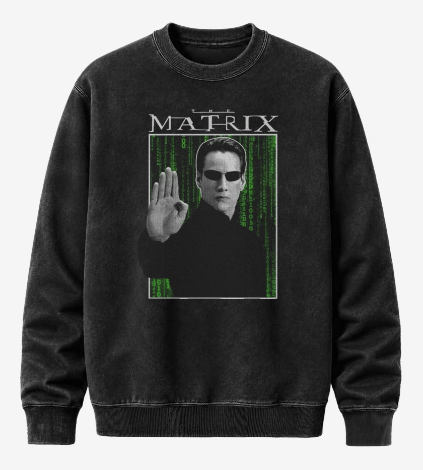 Poleron Polo Acid Wash Negro de The Matrix Neo