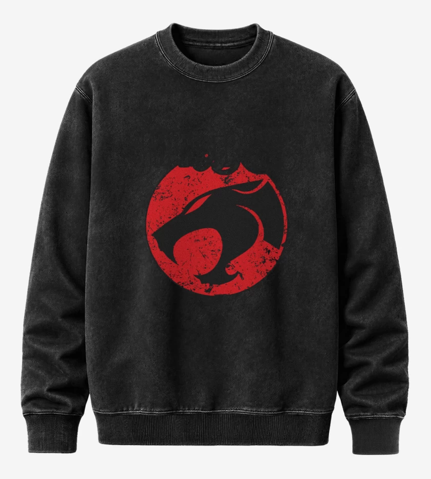 Poleron Polo Acid Wash Negro de Thundercats loguito