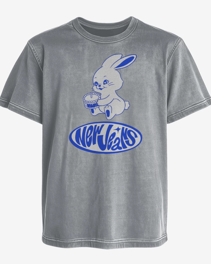 Polera desgastada Gris Melange de NewJeans New Jeans