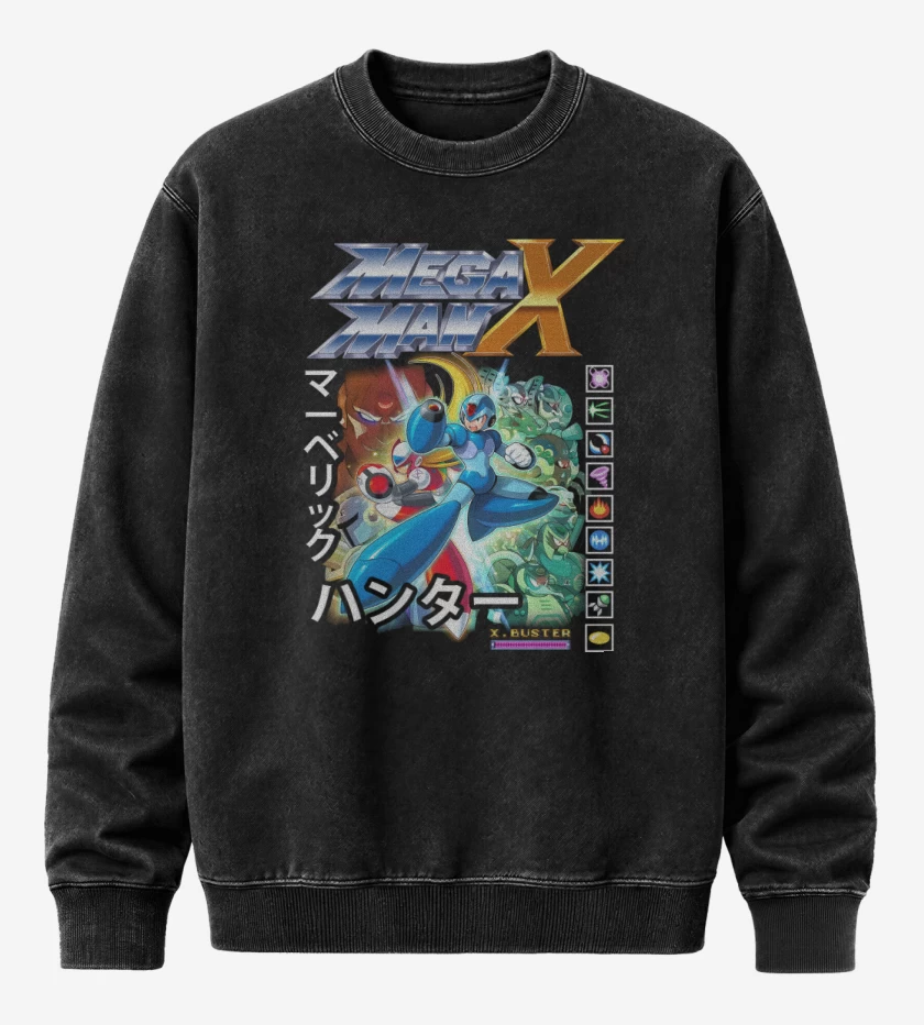 Poleron Polo Acid Wash Megaman X Personajes