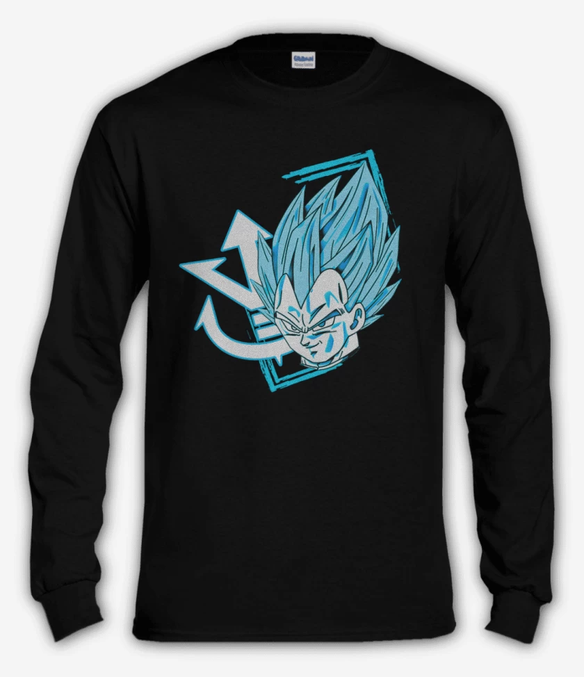 Polera manga larga Negro de Vegeta Azul
