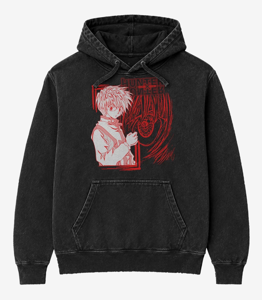 Poleron Canguro Acid Wash Negro de El de las cadenas