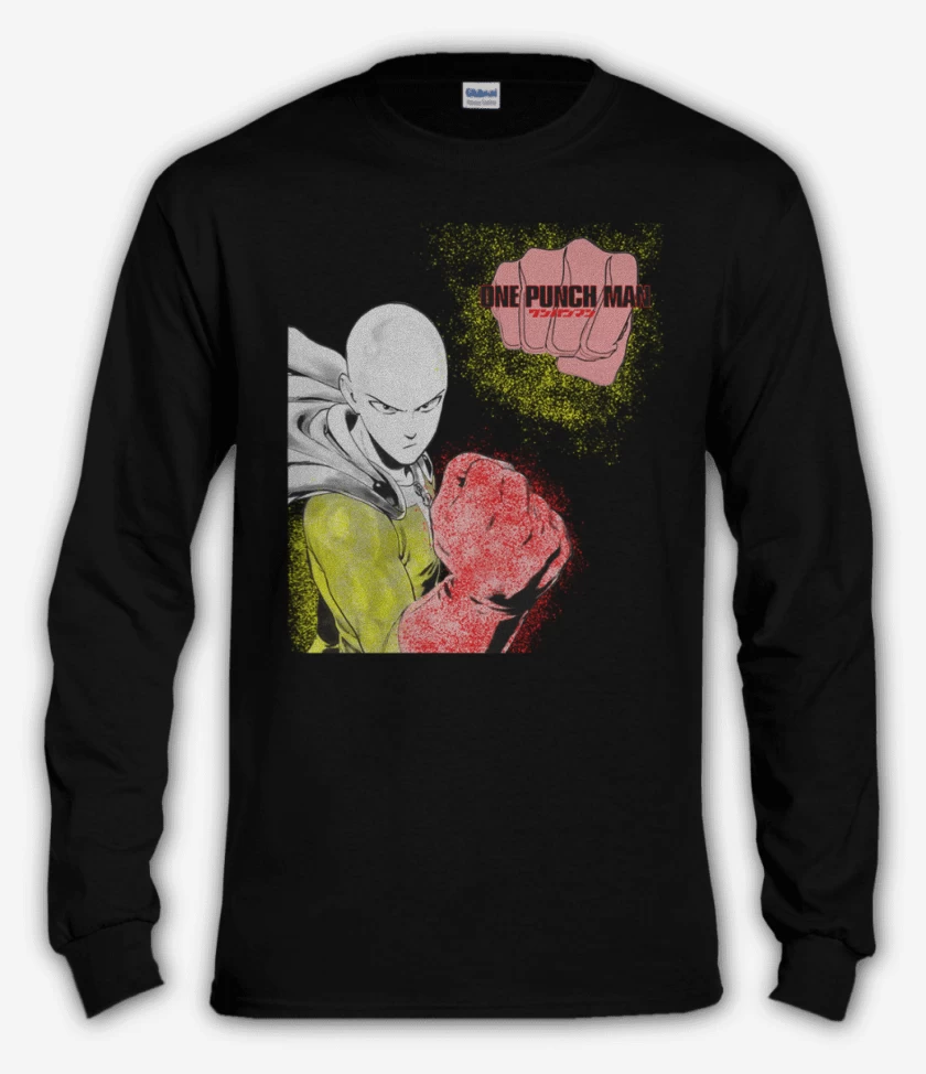 Polera manga larga Negro de Puñetazo man