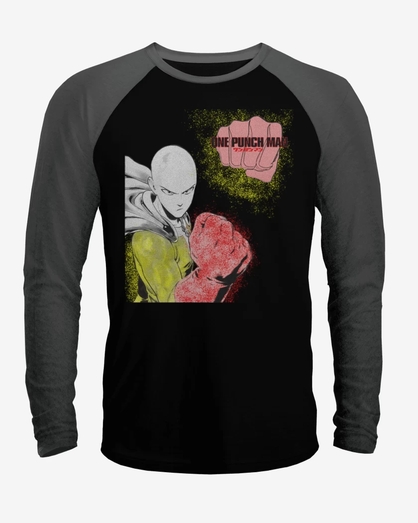 Polera Raglan Negro / Negro Heather de Puñetazo man