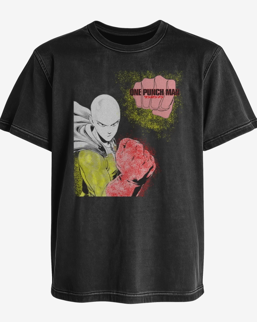 Polera desgastada Negro de Puñetazo man