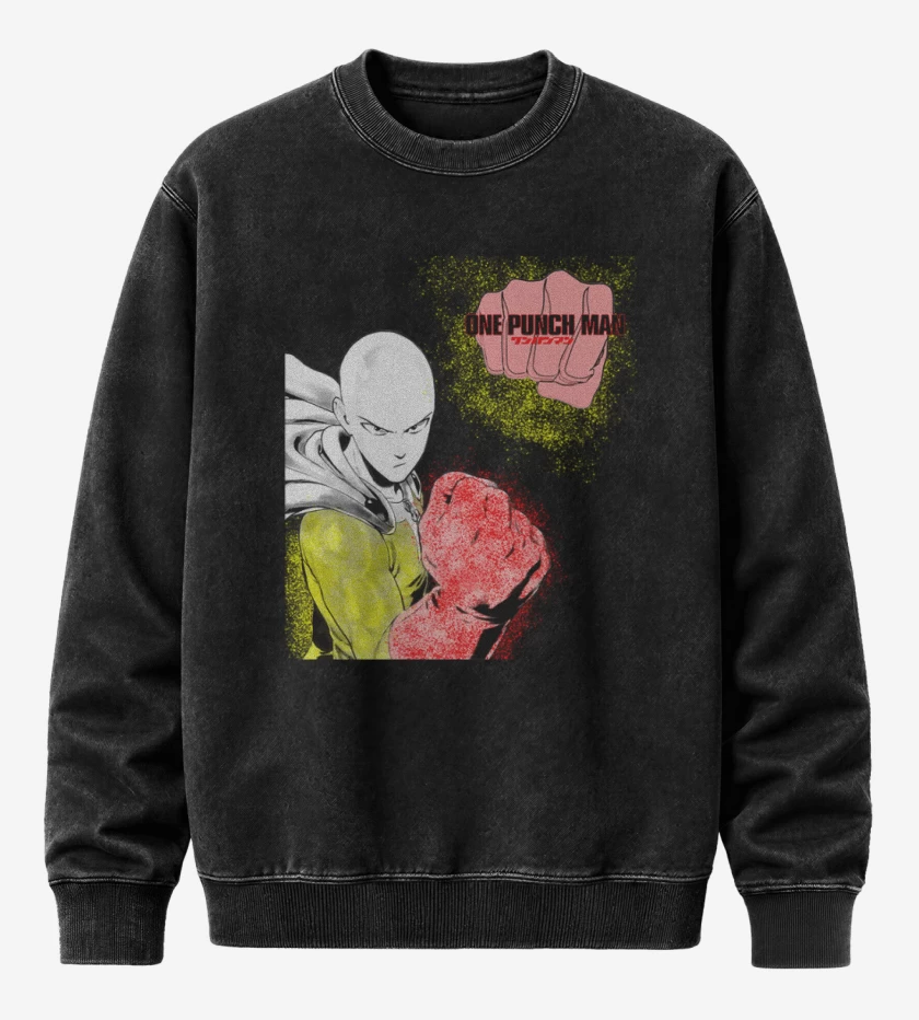 Poleron Polo Acid Wash Negro de Puñetazo man