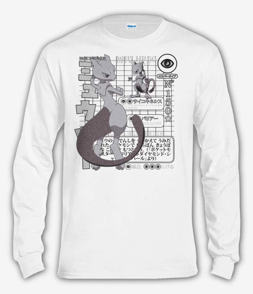 Polera manga larga Blanco de PKM - Mewtwo 150