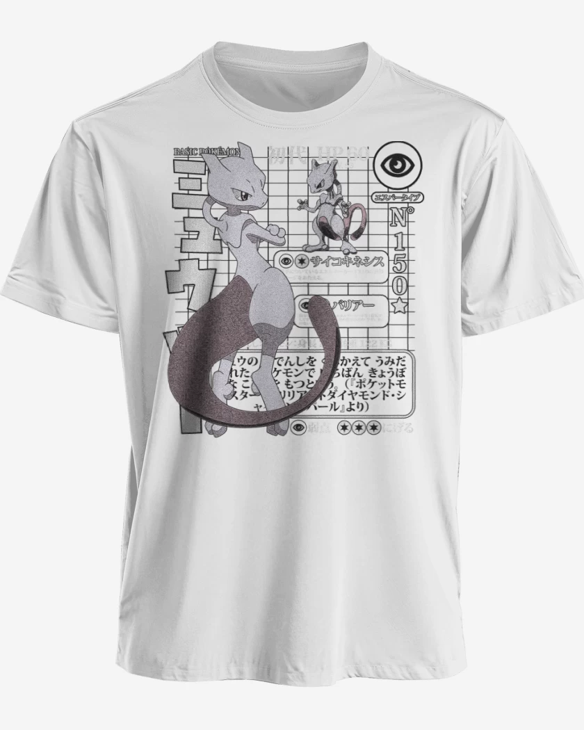 Polera premium Blanco de PKM - Mewtwo 150