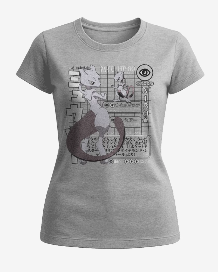 Polera de Mujer Gris Melange de PKM - Mewtwo 150