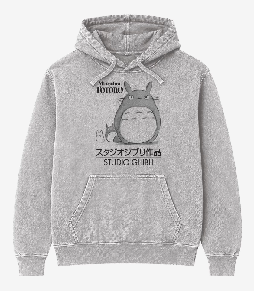 Poleron Canguro Acid Wash Gris Melange de Mi vecino