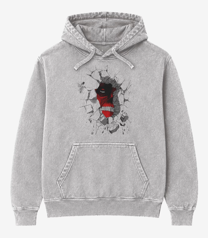 Poleron Canguro Acid Wash Gris Melange de Titancito