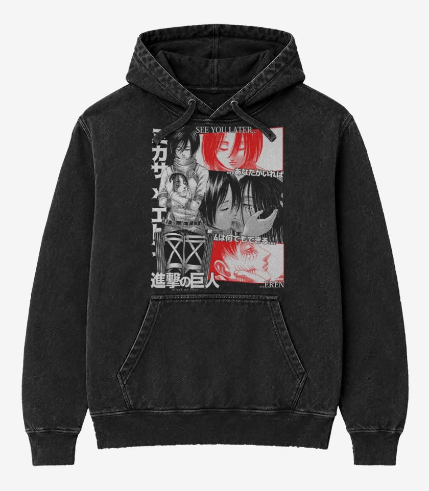 Poleron Canguro Acid Wash Negro de See You Later Eren